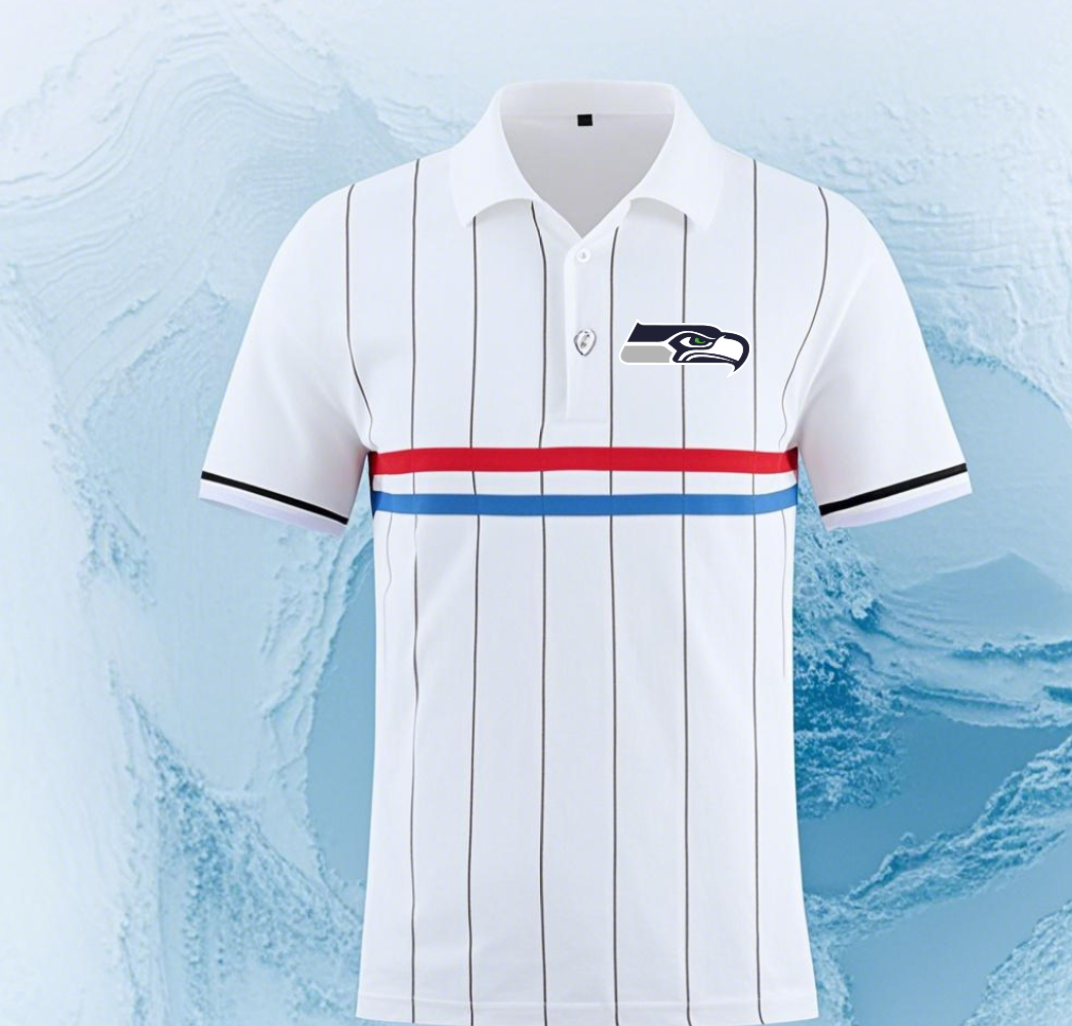 Seattle Seahawks white 14 Men 2025 NFL polo T shirt